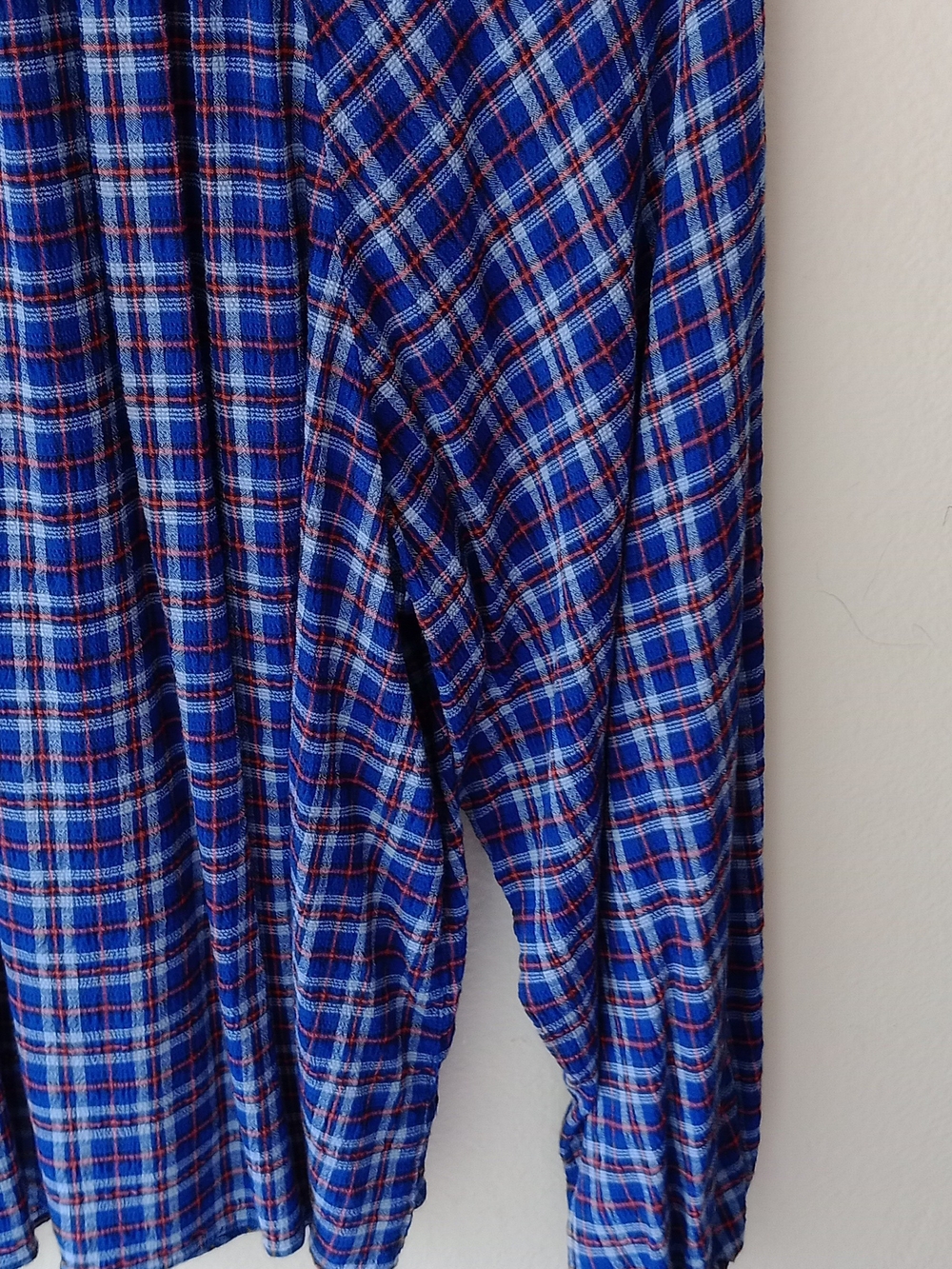 Old Navy Navy and Red Plaid Peasant Blouse - Picture 3 of 8